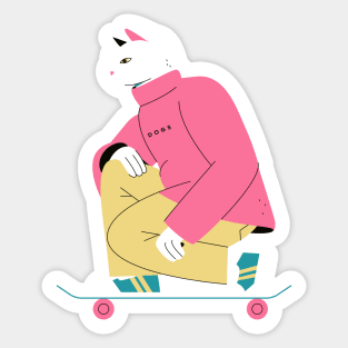 Skater Cat Cool Sticker